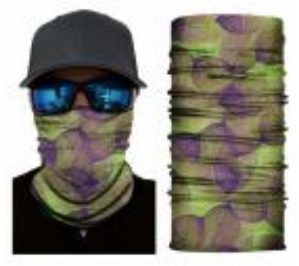 Neck Gaiter Face Mask Fishing Sun Headwear Protection Purple Green Leaves Camo