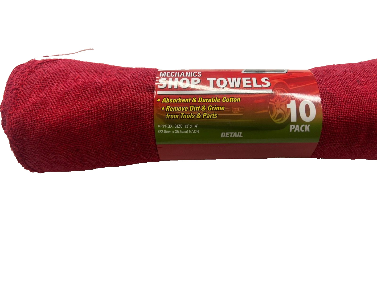 10 Pack Detailer's Choice Mechanics Hand and Parts Cleaning Red Shop Towels Roll