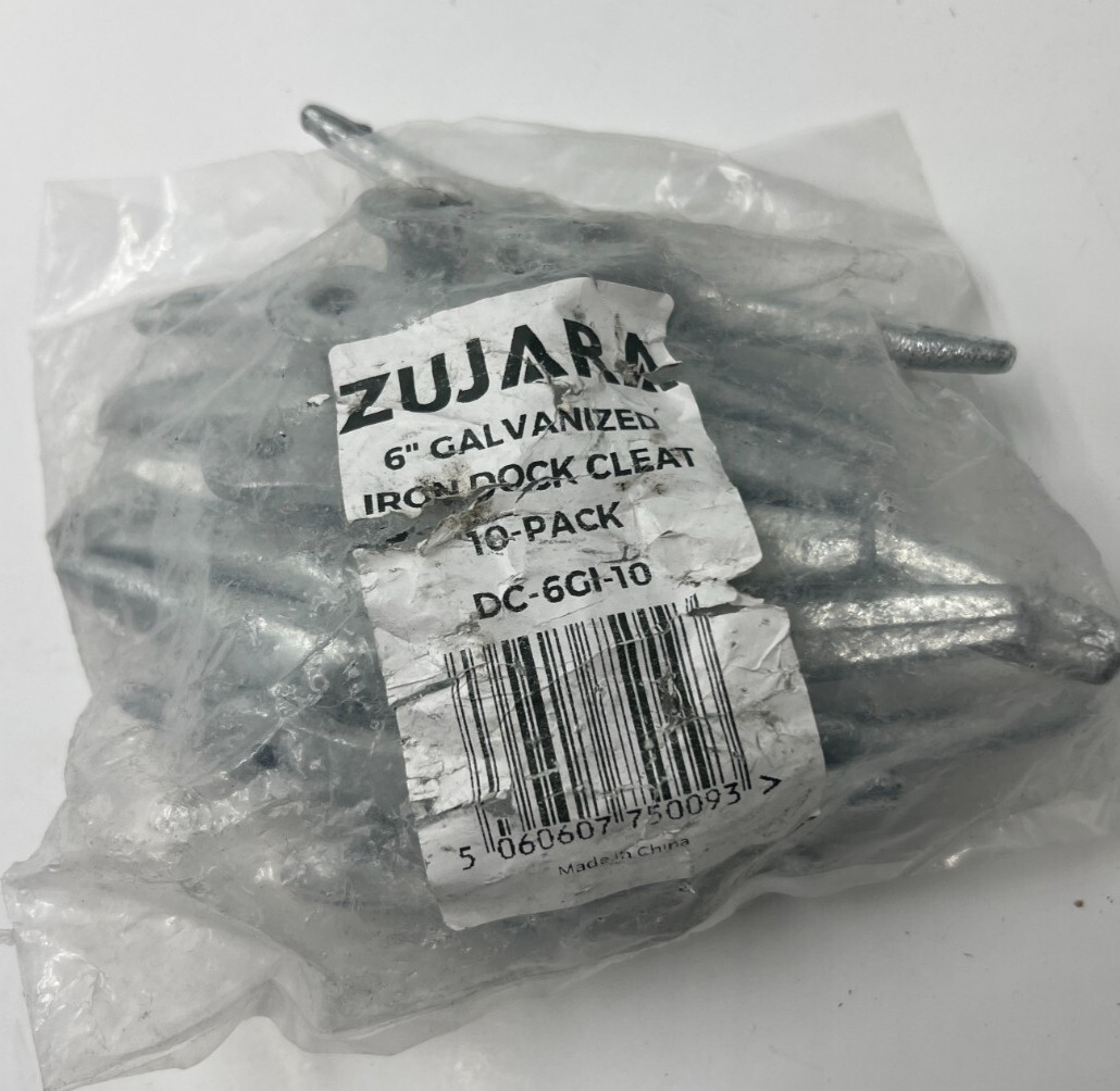 (QTY 10) Zujara DC-6GI-10 6" Galvanized Iron Dock Cleat for Marine or Decor