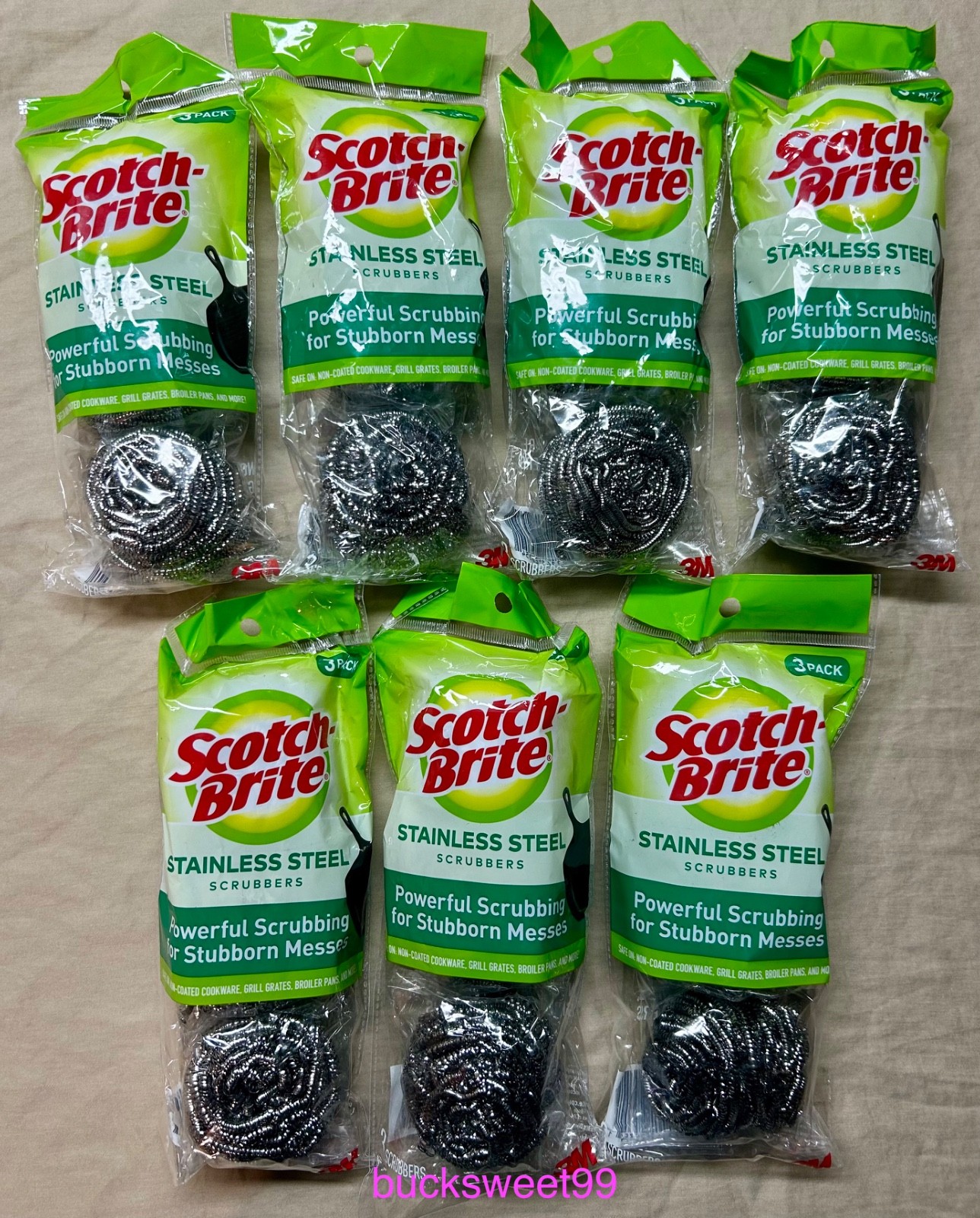 Scotch-Brite Stainless Steel Scrubbers - 3 Scrubbers per pack - 7 PACKS