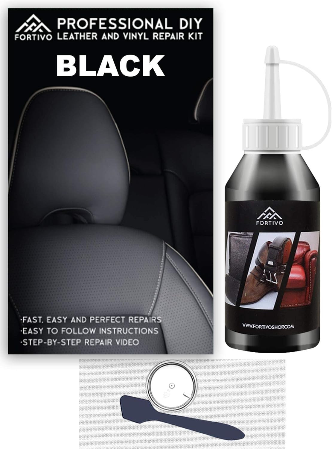 Black Leather and Vinyl Repair Kit Repair & Restore Furniture Couches Car Seats