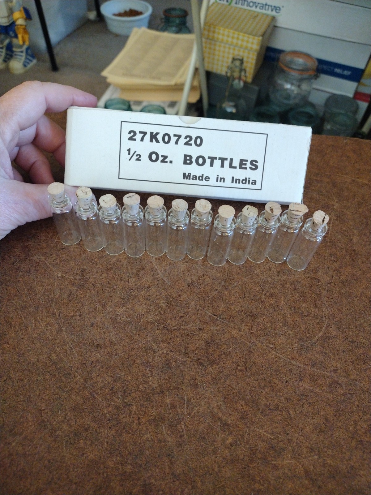 One Dozen .5 oz Glass Bottles With Cork Stoppers 2"