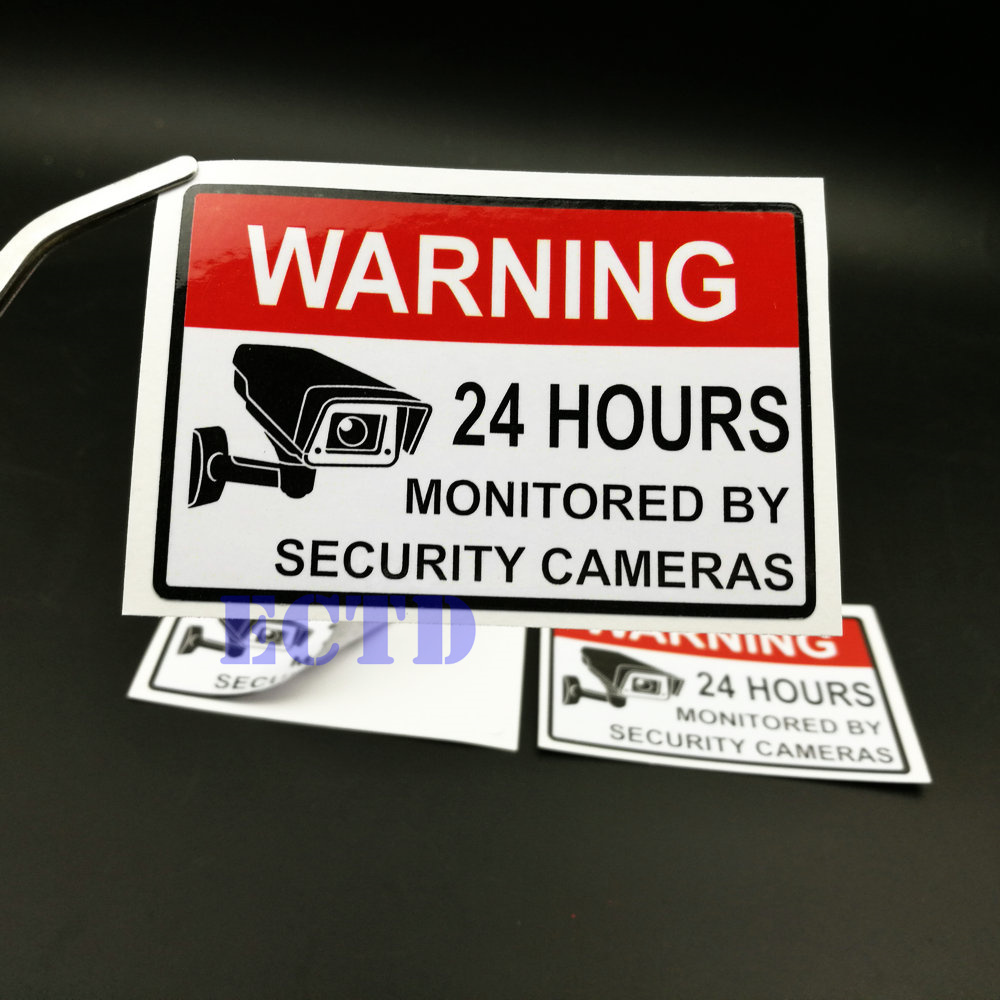 Alarm Surveillance Security Camera Video CCTV Sticker Warning Signs PVC 100pcs
