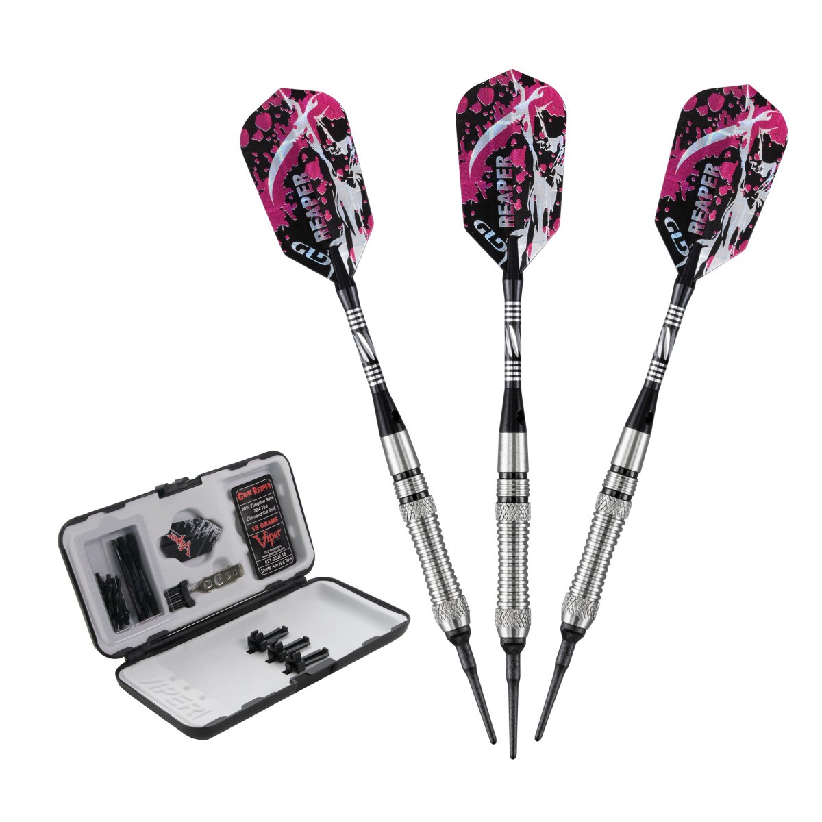 Viper Grim Reaper Tungsten Soft Tip Darts - Grip 2 Style - 18 Grams