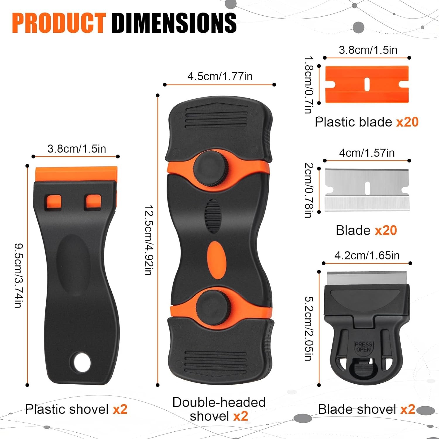 6 Pack Razor Blade Scraper Tool, Razor Scraper, Paint Scraper for Cleaning, With