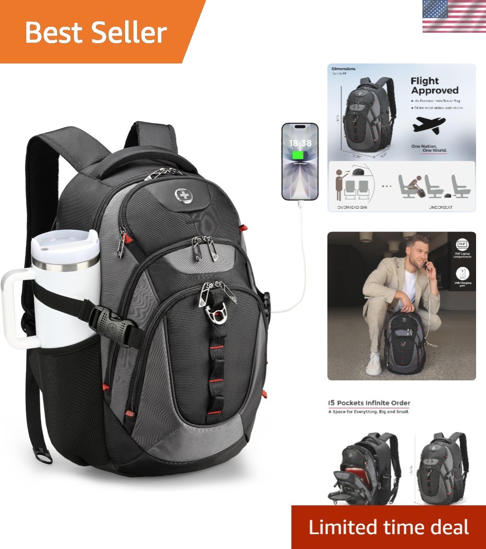 Design Laptop Backpack with USB Charging Port, Travel Backpack Fits 15.6 inch...