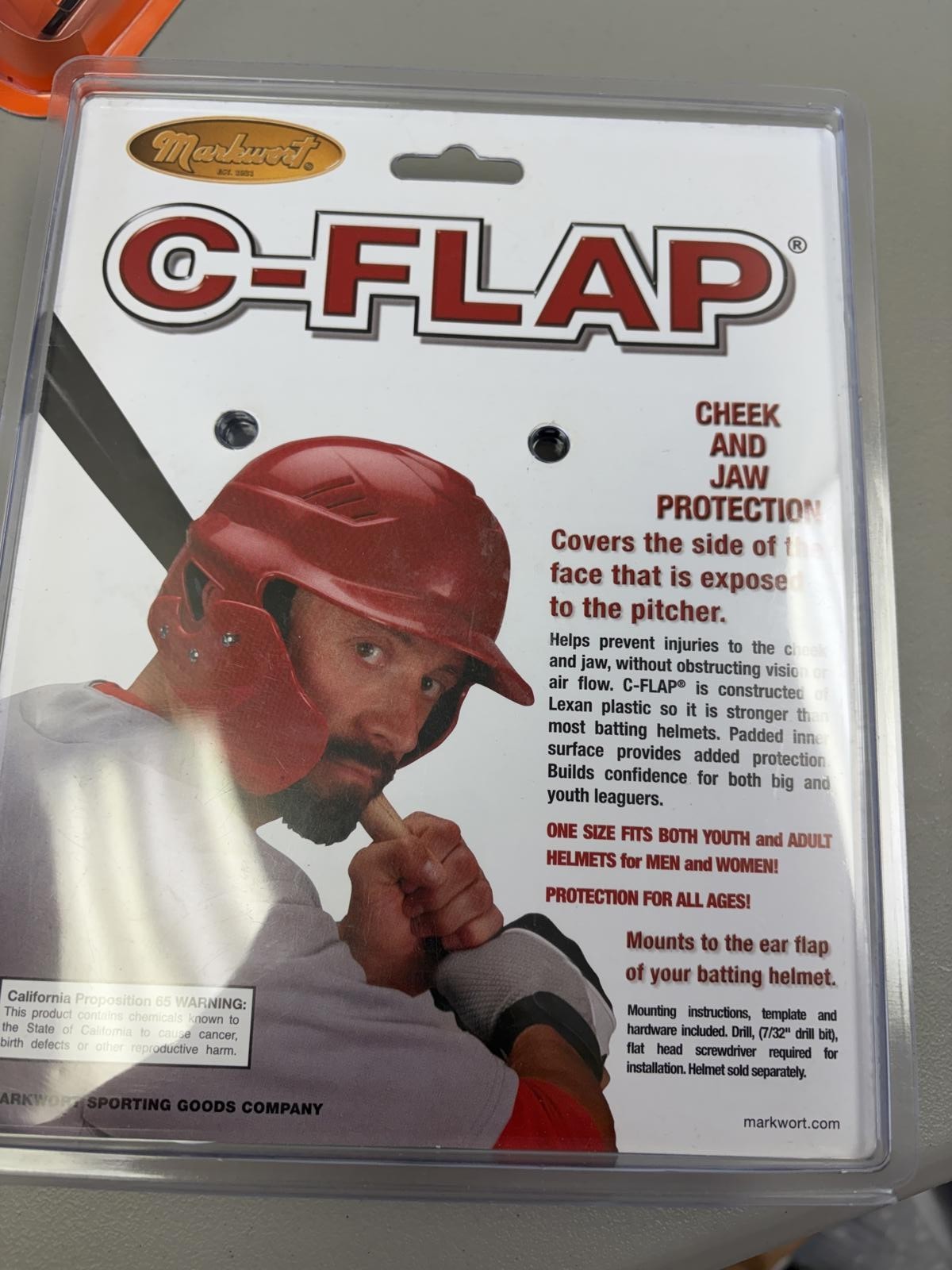 Markwort C-Flap LHB-B Black Left-Handed Batter Cheek and Jaw Protection