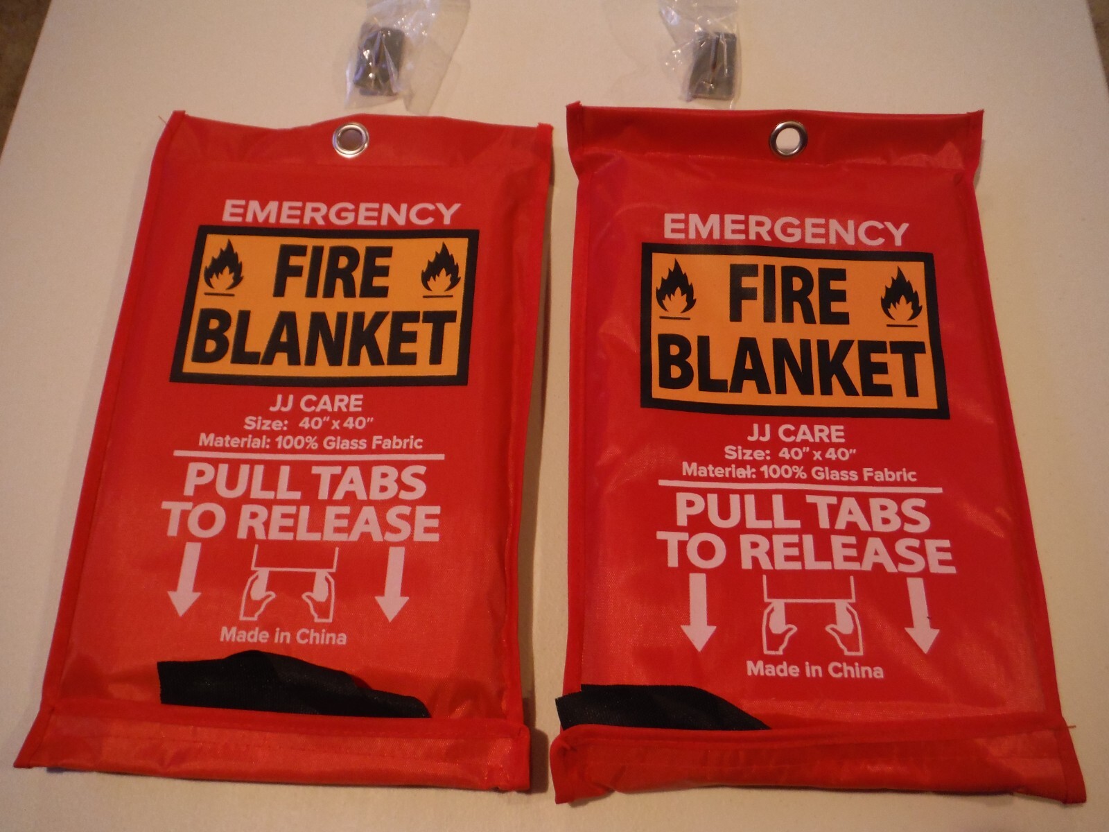 (2) Pack Emergency Fire Blankets With Hooks