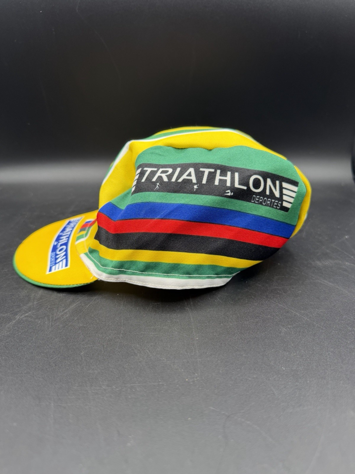 Triathlon Deportes Multicolor Striped Breathable Cycling Cap Cotton Blend