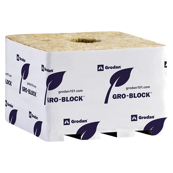 64 count case Grodan Improved Gro-Block 6in Jumbo  6in x 6in x 4in  Pre-Cut Hole