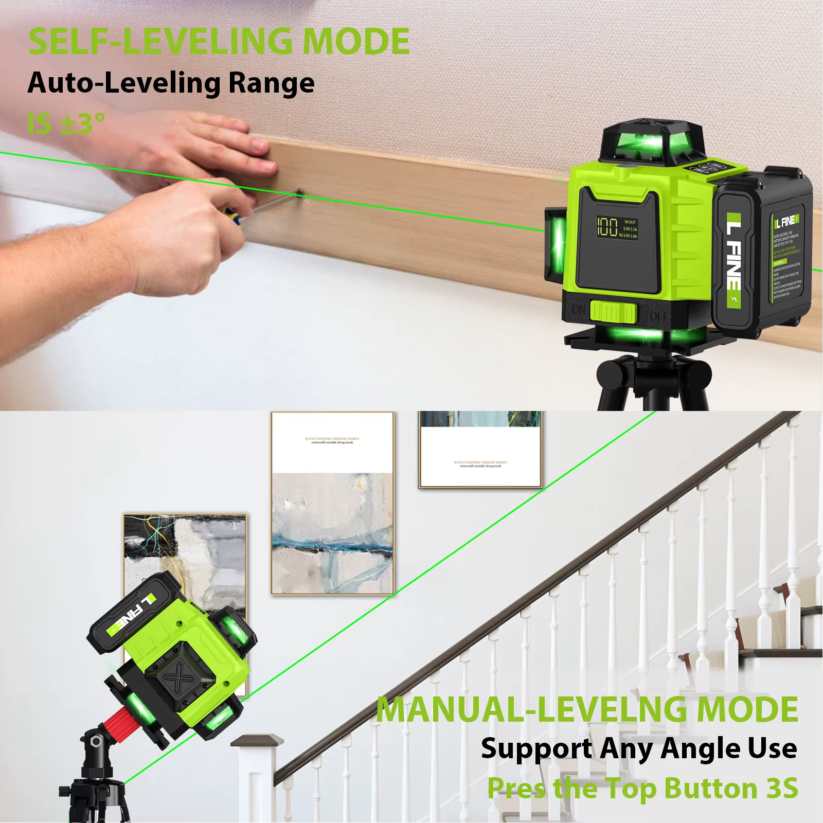16 Line 4D Laser Level 360° Self Leveling Green Beam w/ Tripod Remote