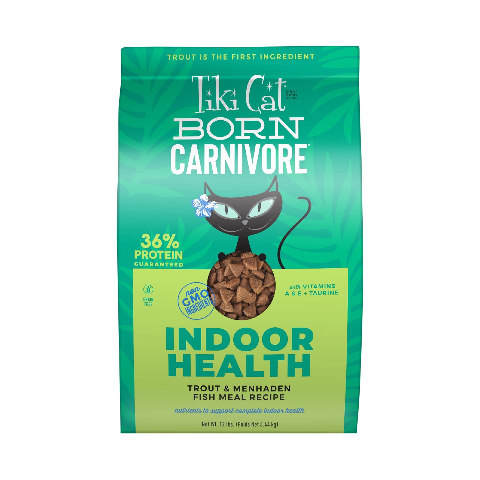 Tiki Cat Born Carnivore Indoor Health Dry Cat Food, Trout & Menhaden, 12 lbs