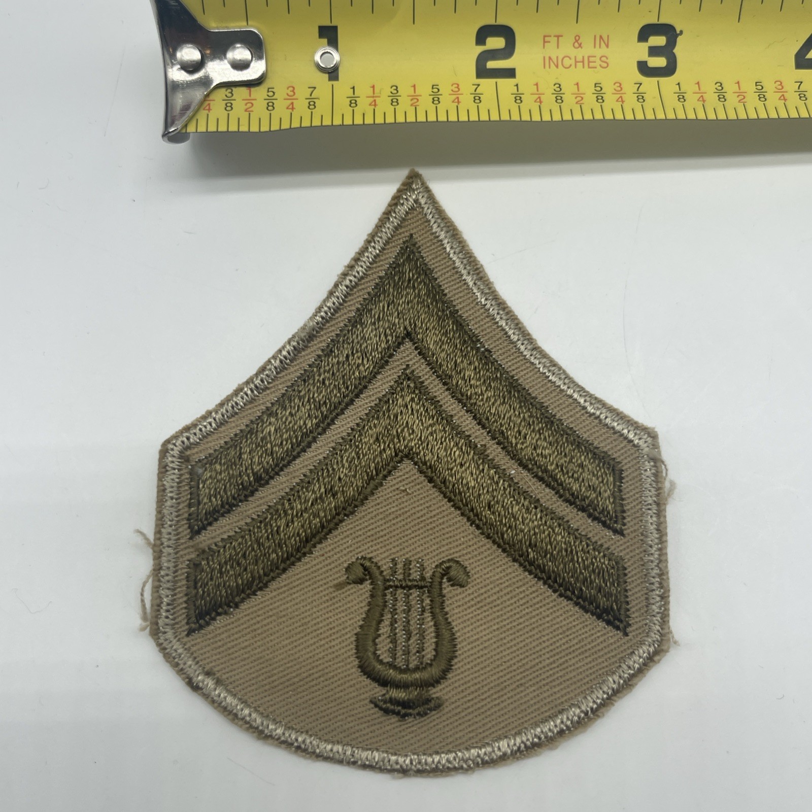 U.S. Military Army Corporal Musician Rank Patch Insignia Chevron Cut Khaki X1