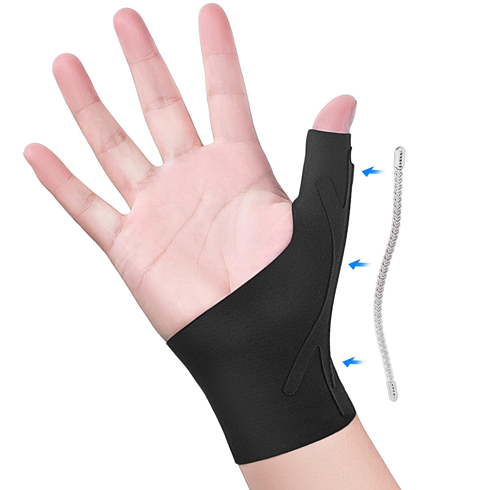 Thumb Wrist Brace Copper Compression Stabilizer Support Medium, Black