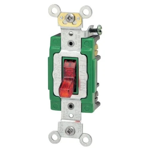 30A 120V Industrial Grade Toggle Switch with Pilot Light Red 2 Pole