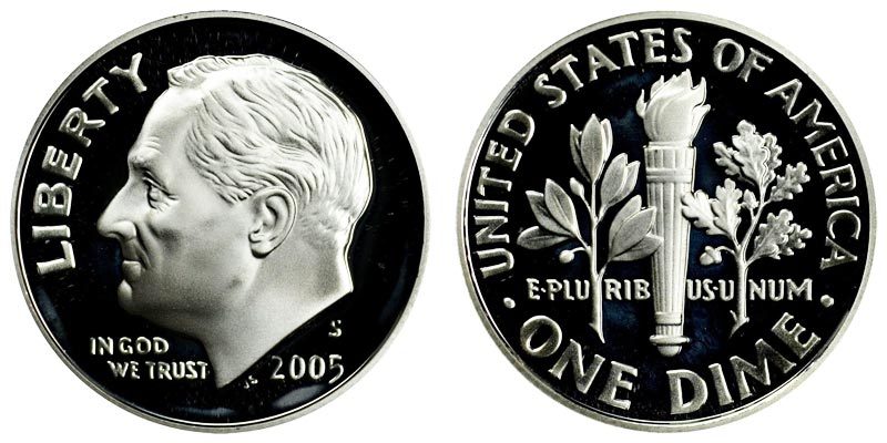 2005 S GEM BU PROOF ROOSEVELT DIME 10 CENT BRILLIANT UNCIRCULATED PF COIN #8433