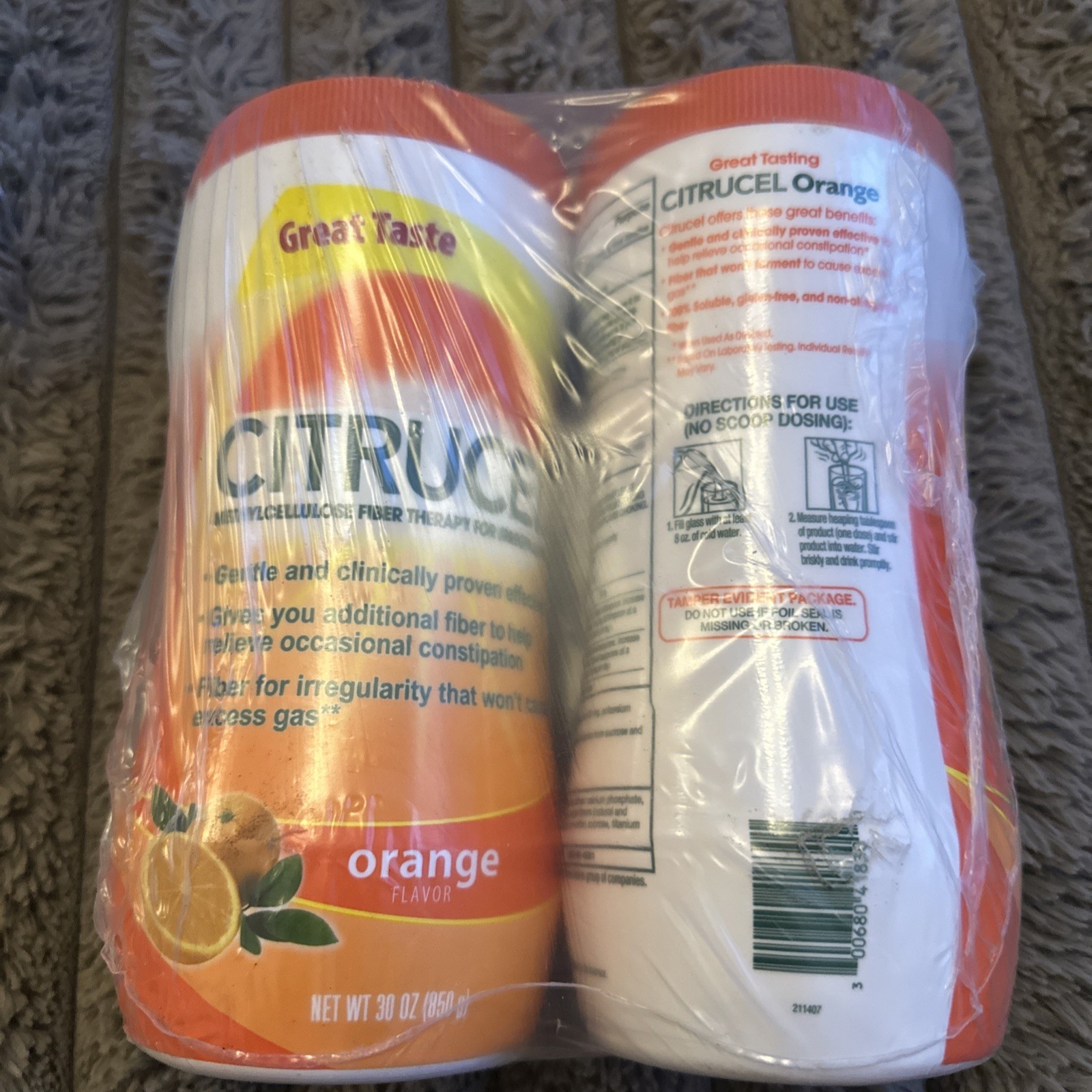 (2) Citrucel Fiber Therapy Powder for Constipation Orange 30 Oz Exp. 08/26