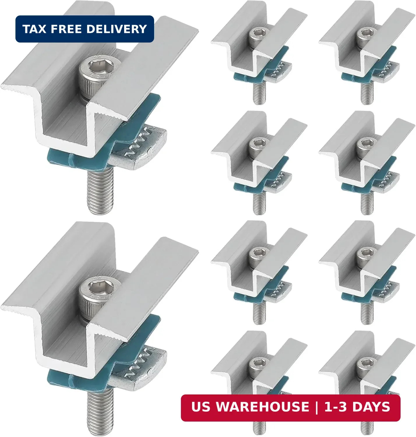 10 Pcs Adjustable Solar Panel Clamps for Unistrut System Mounting Bracket, Wide