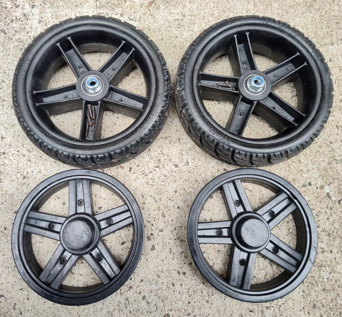 Front Wheels Pair 200x60 w/nuts for NoName Chinese Amazon Mobility Scooter +caps
