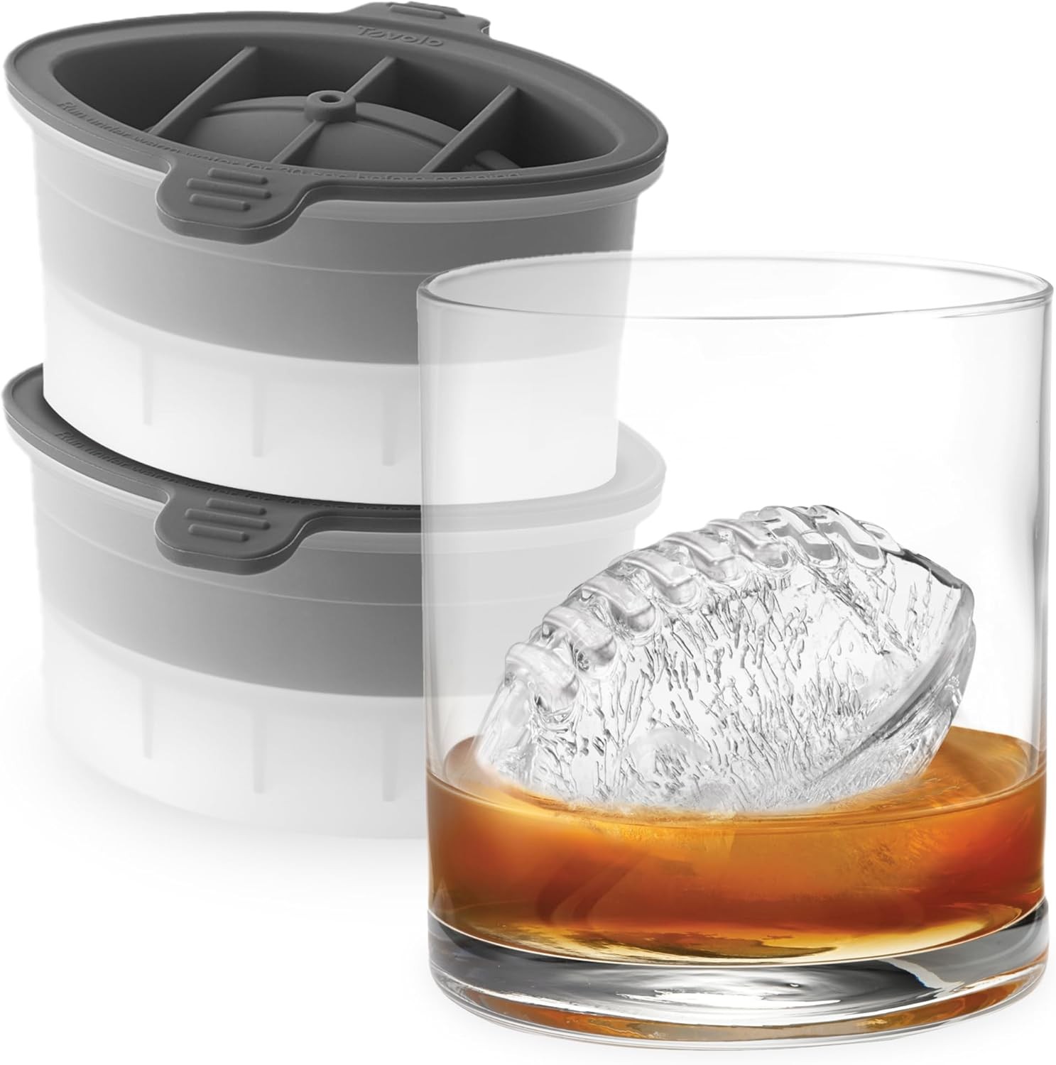 Football Ice Cube Mold Pack of 2 Large Craft Ice Molds Whiskey Bourbon Cocktails