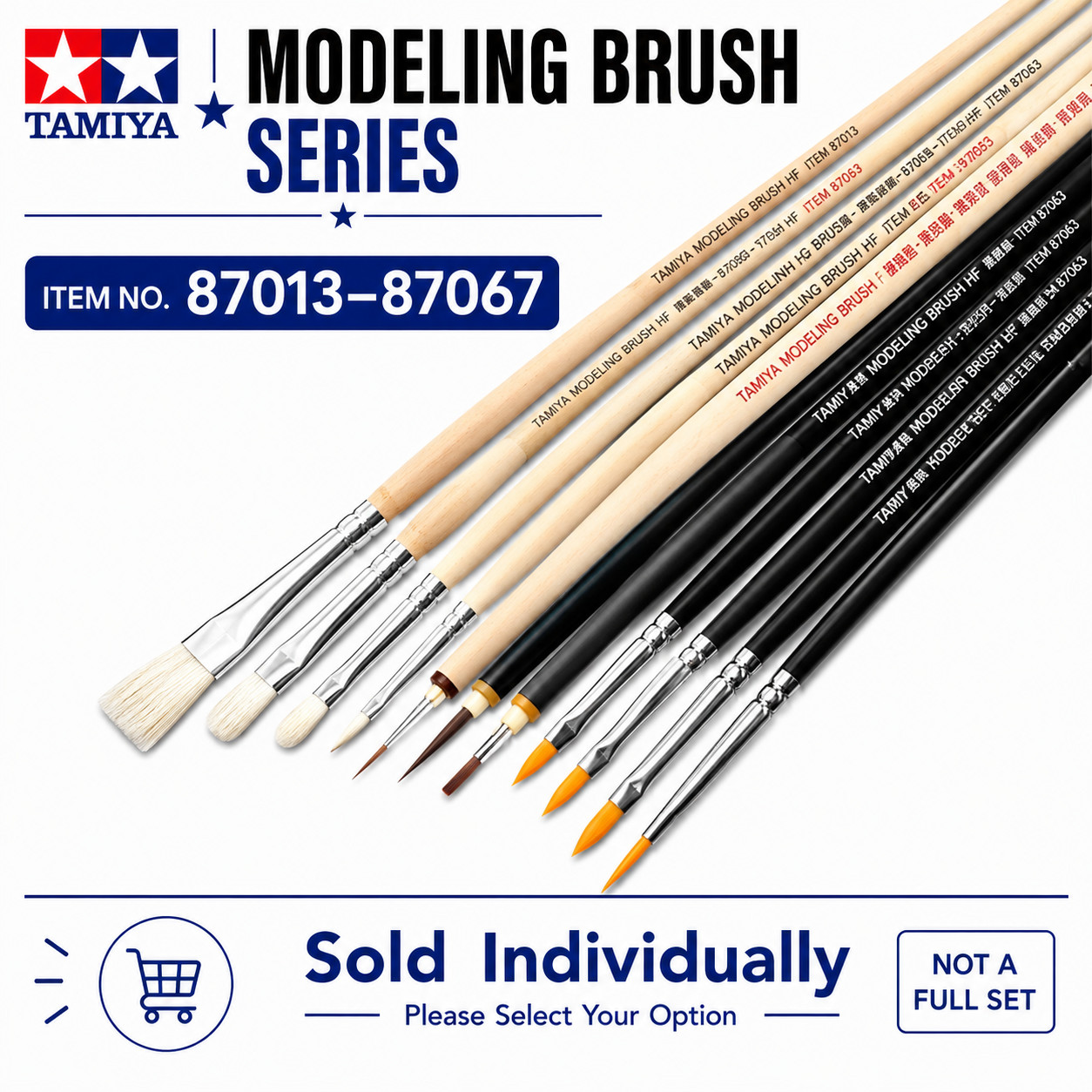 Tamiya Modeling Brush Series 87013-87067 Multiple Options for Model Kit Painting