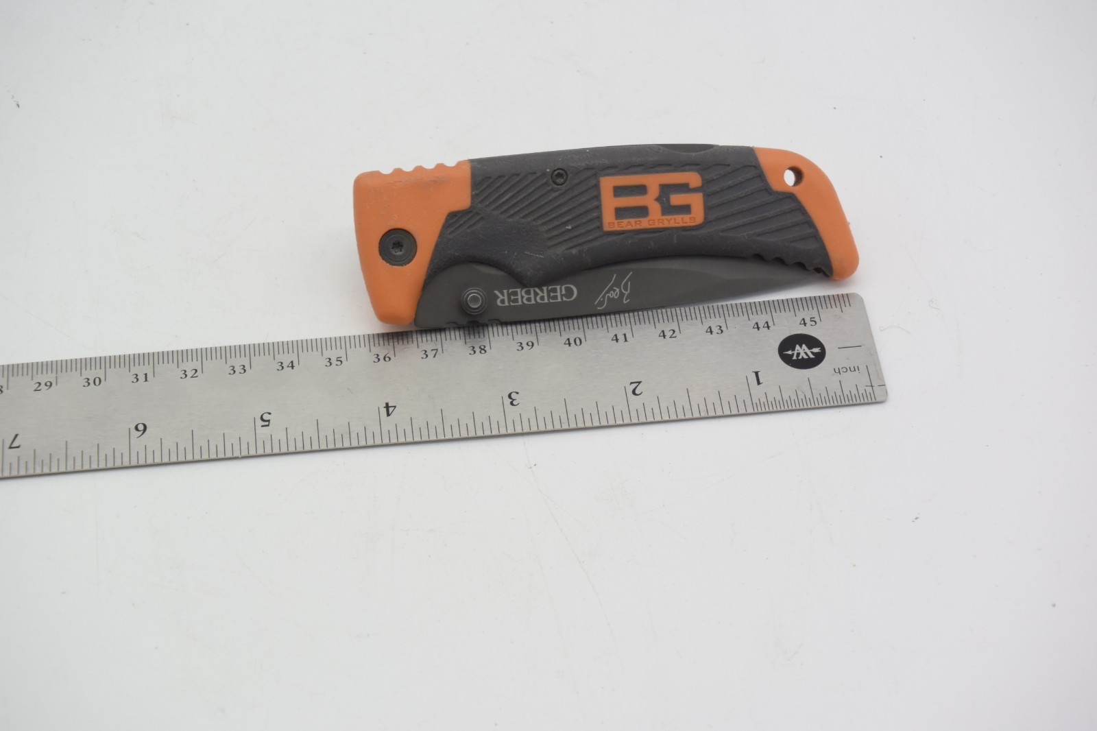 Gerber Bear Grylls Folding Knife Black Blade Orange Gray Handle EDC