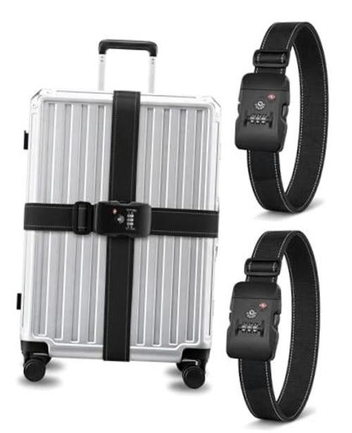 Luggage Straps TSA Approved, Adjustable Straps for Suitcases,| Heavy Black