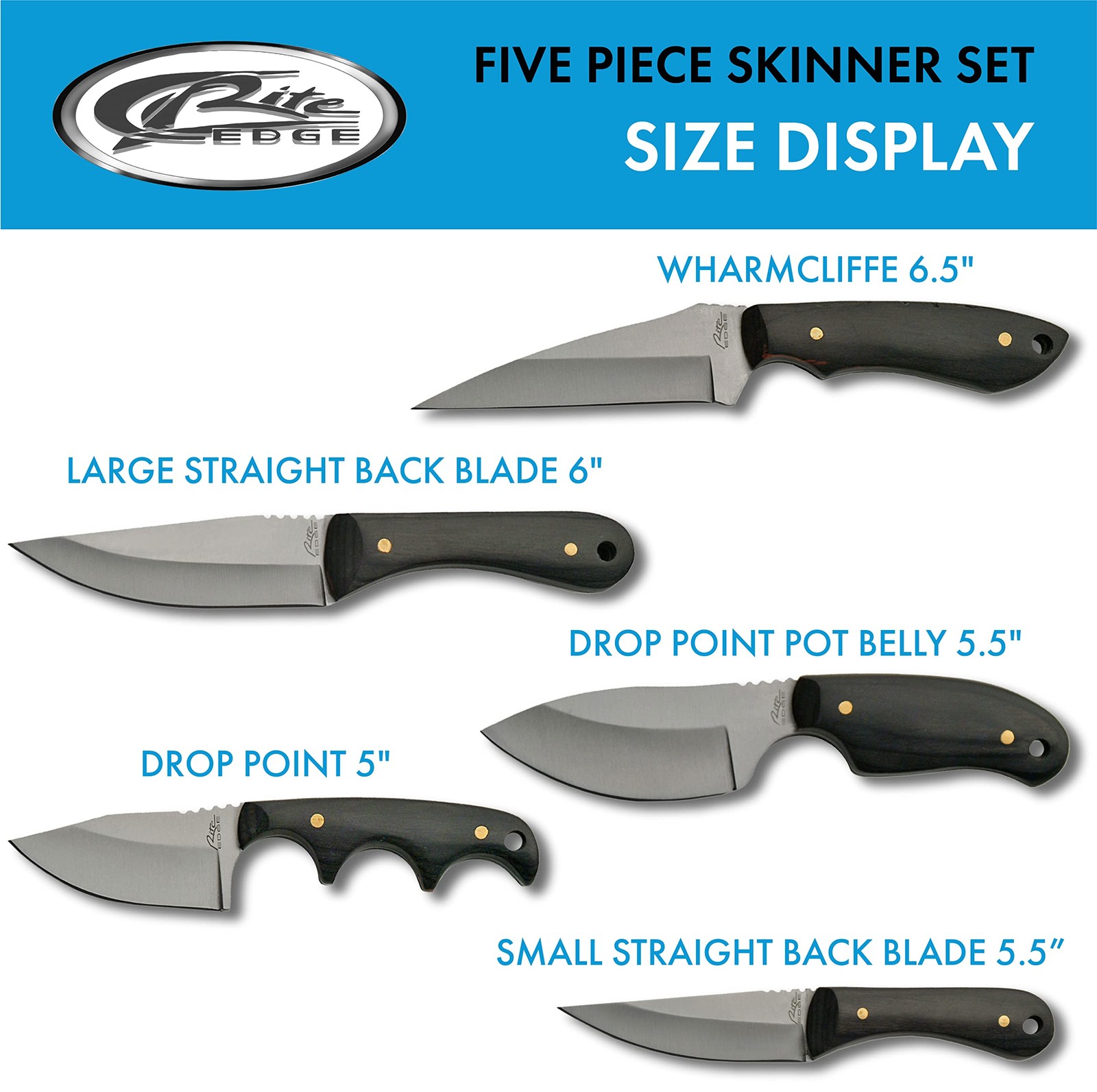 Supplies 5Pc Skinning Knife SetBlack