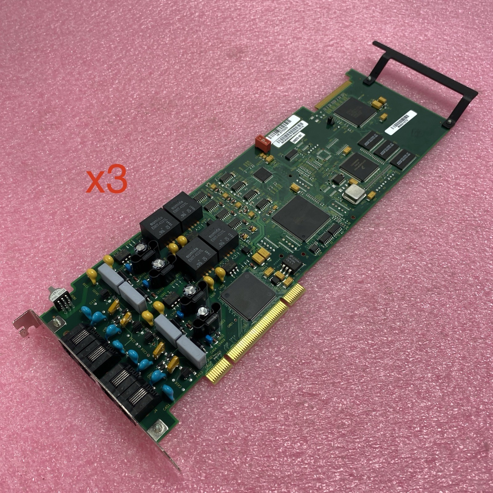 Lot of 3 Dialogic PCI Voice Fax Board D/41JCT-LS w/ CT Bus Cable
