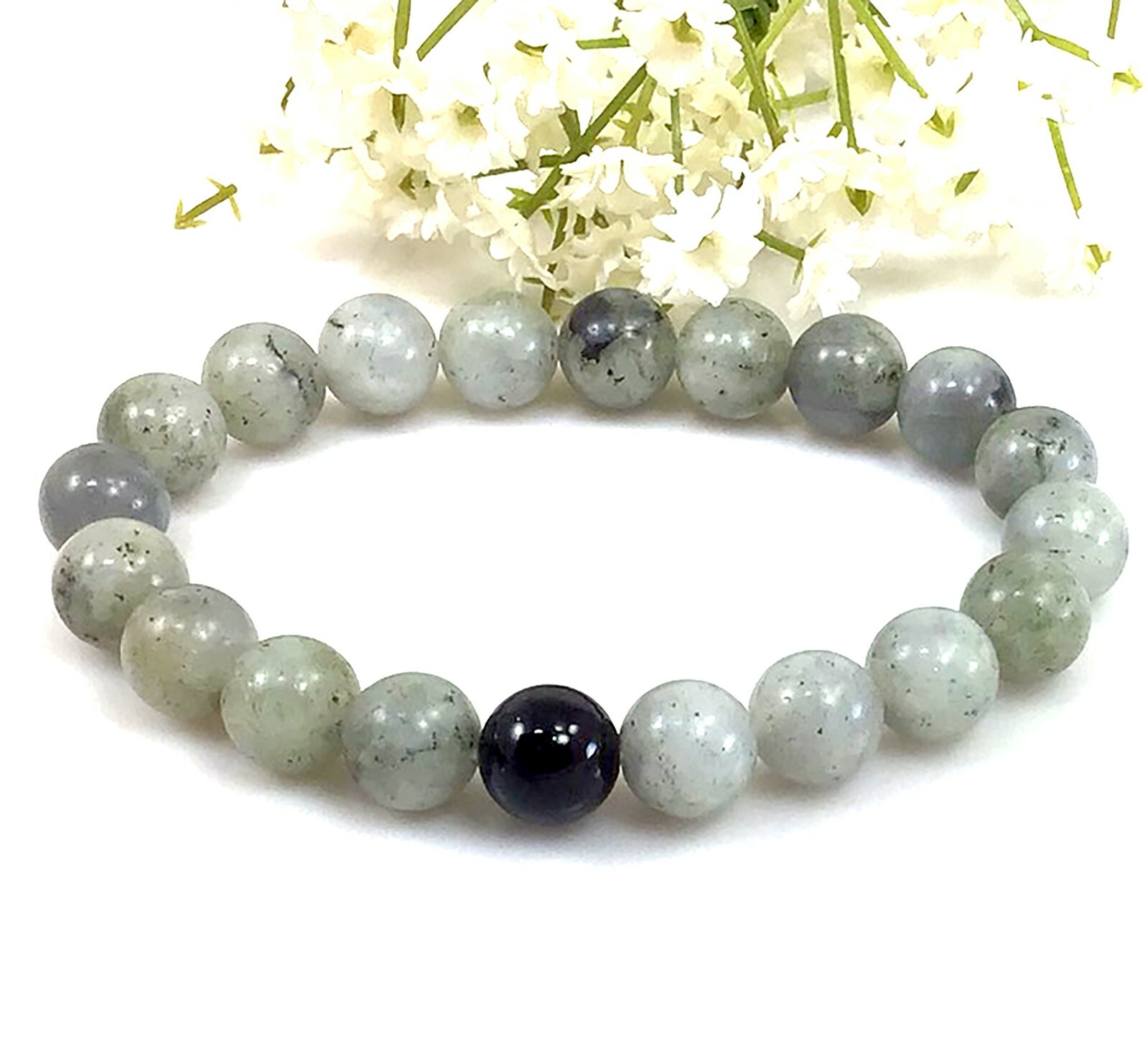 Labradorite bracelet, Labradorite gemstone healing gemstone stretchy for men