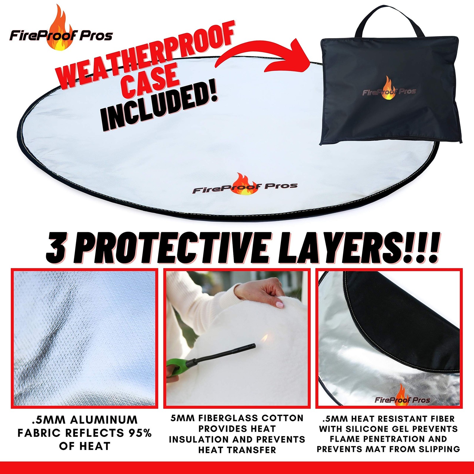 40 Inch Inferno Black Pattern Fire Pit mat. Decorative Heat and Ember Resista...
