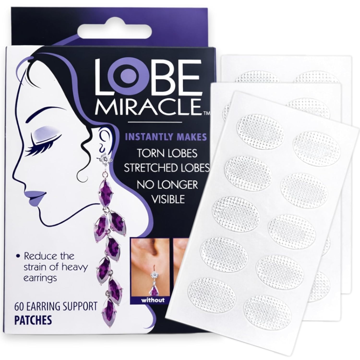 Clear Earring Support Patches - Earring Backs For Droopy Ears - Ear Care Prod...