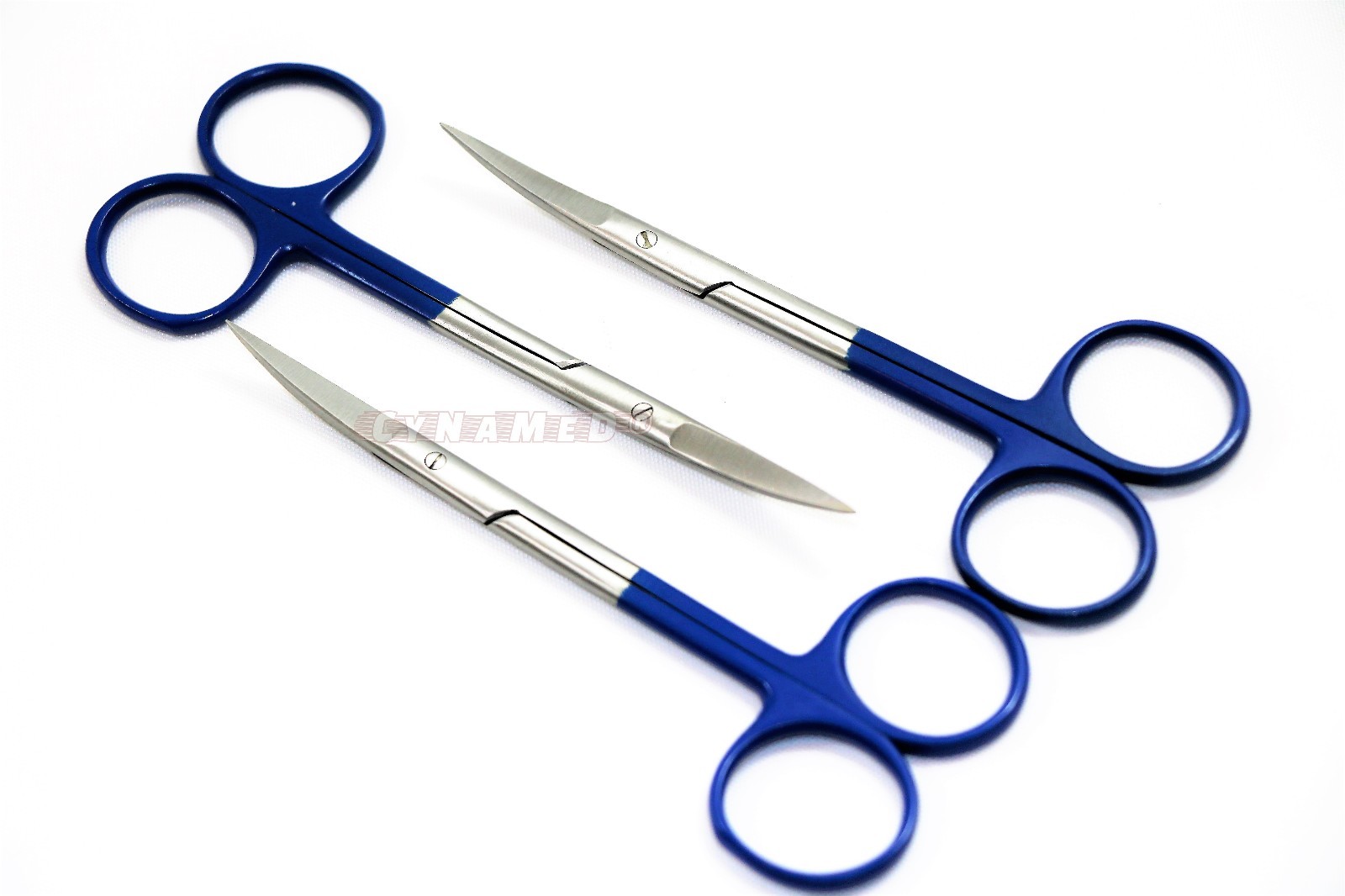 3 BLUE SUPERCUT HIGH GRADE IRIS SCISSORS 4.5" CURVED DENTAL SURGICAL INSTRUMENT