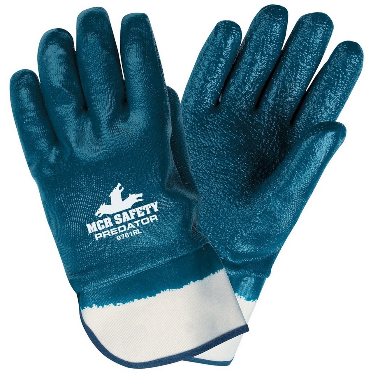 12 PR 9761R MCR Predator Series Fully Coated ROUGH GRIP Nitrile Work Gloves LRG
