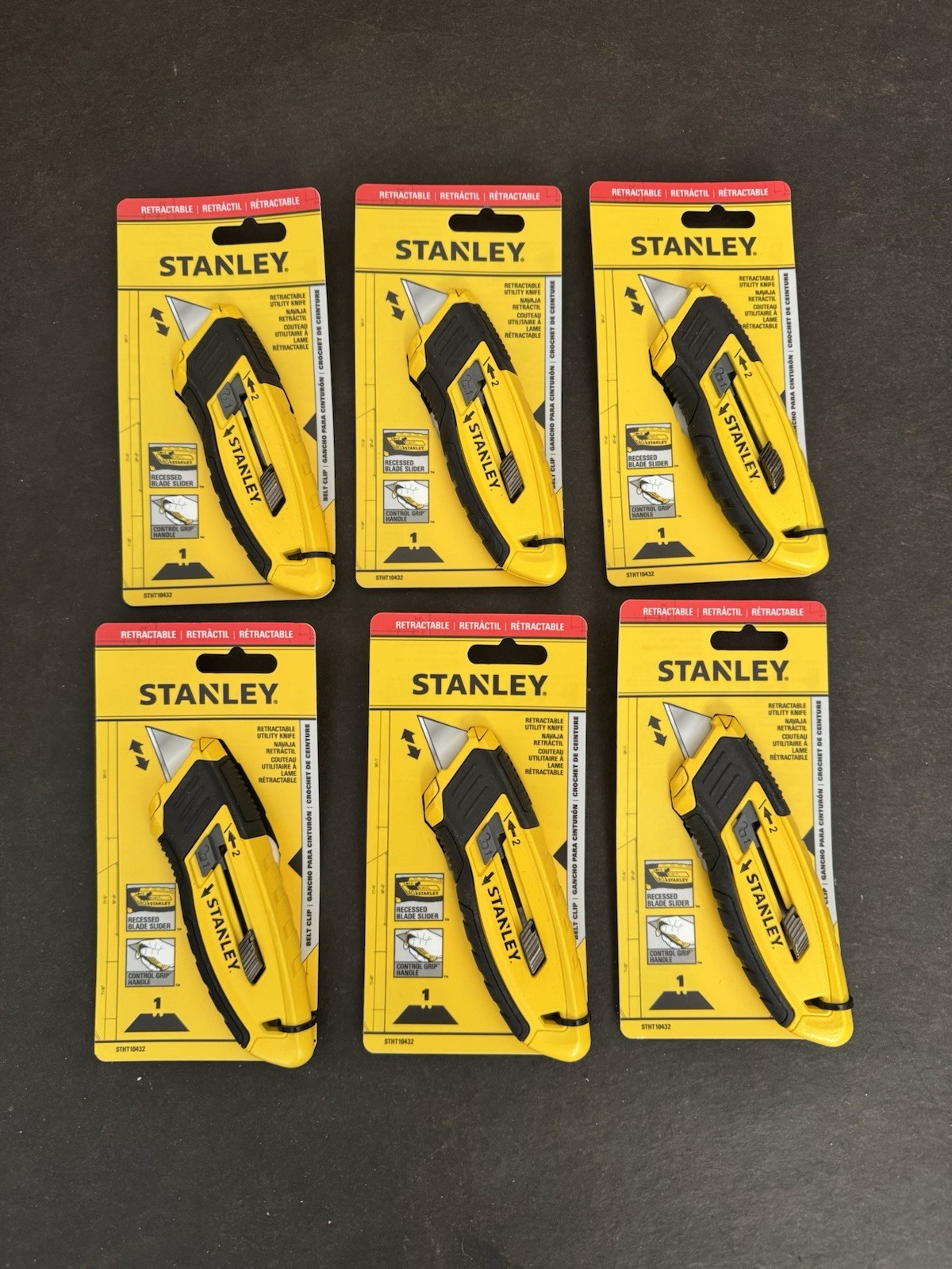 Pack Of Six (6) Stanley Retractable Utility Knife STHT 10432