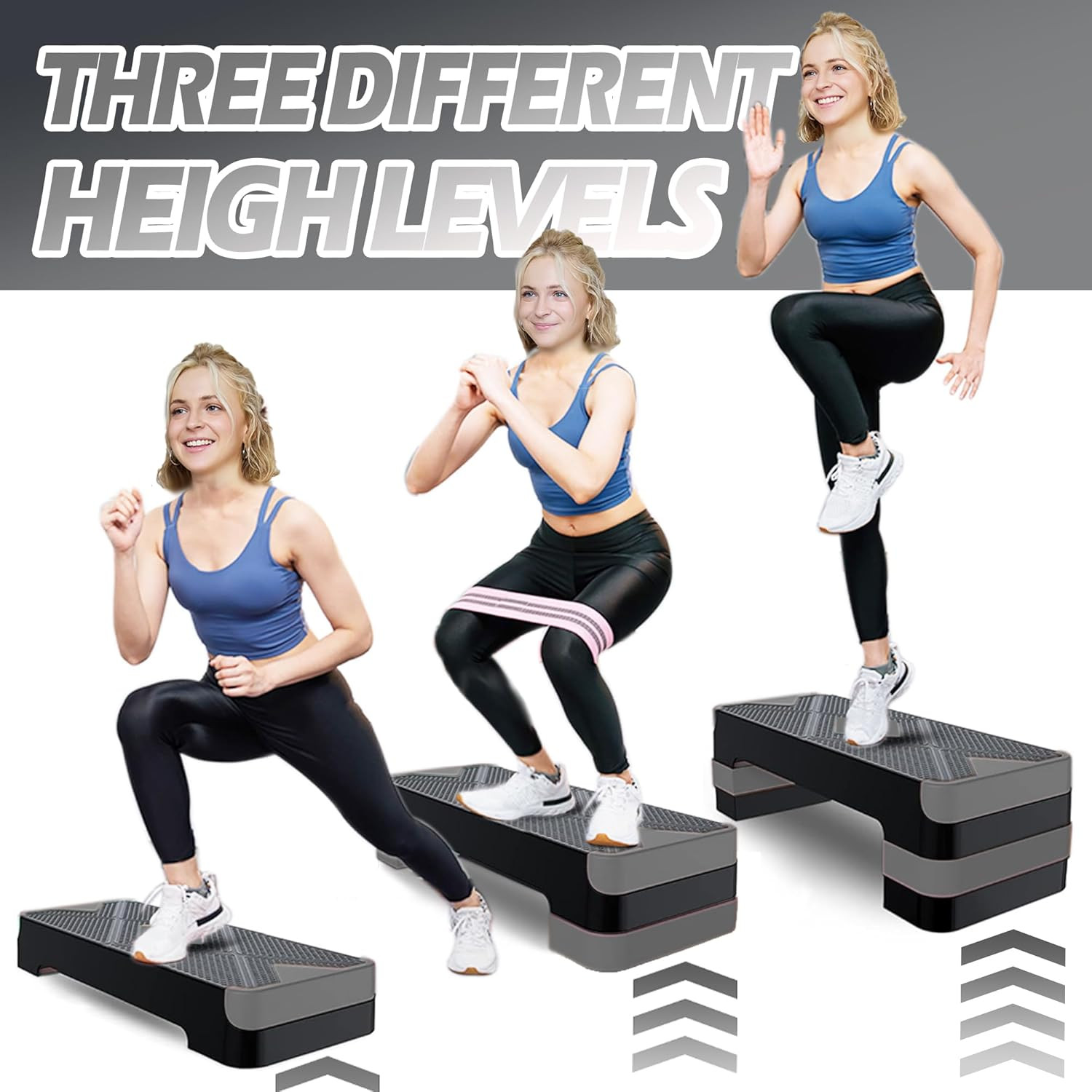 Adjustable Aerobic Exercise Step- Workout Step Platform, 26.5" Step Deck with 4"