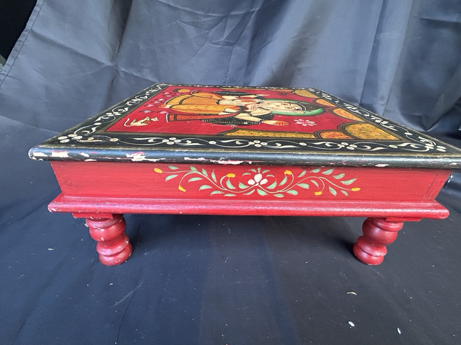 Gorgeous Painted Ganesha Foot Stool/Ottoman Table