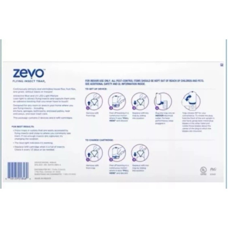 Zevo Flying Insect Trap Starter Kit, 2 Devices + 6 Refills (new)