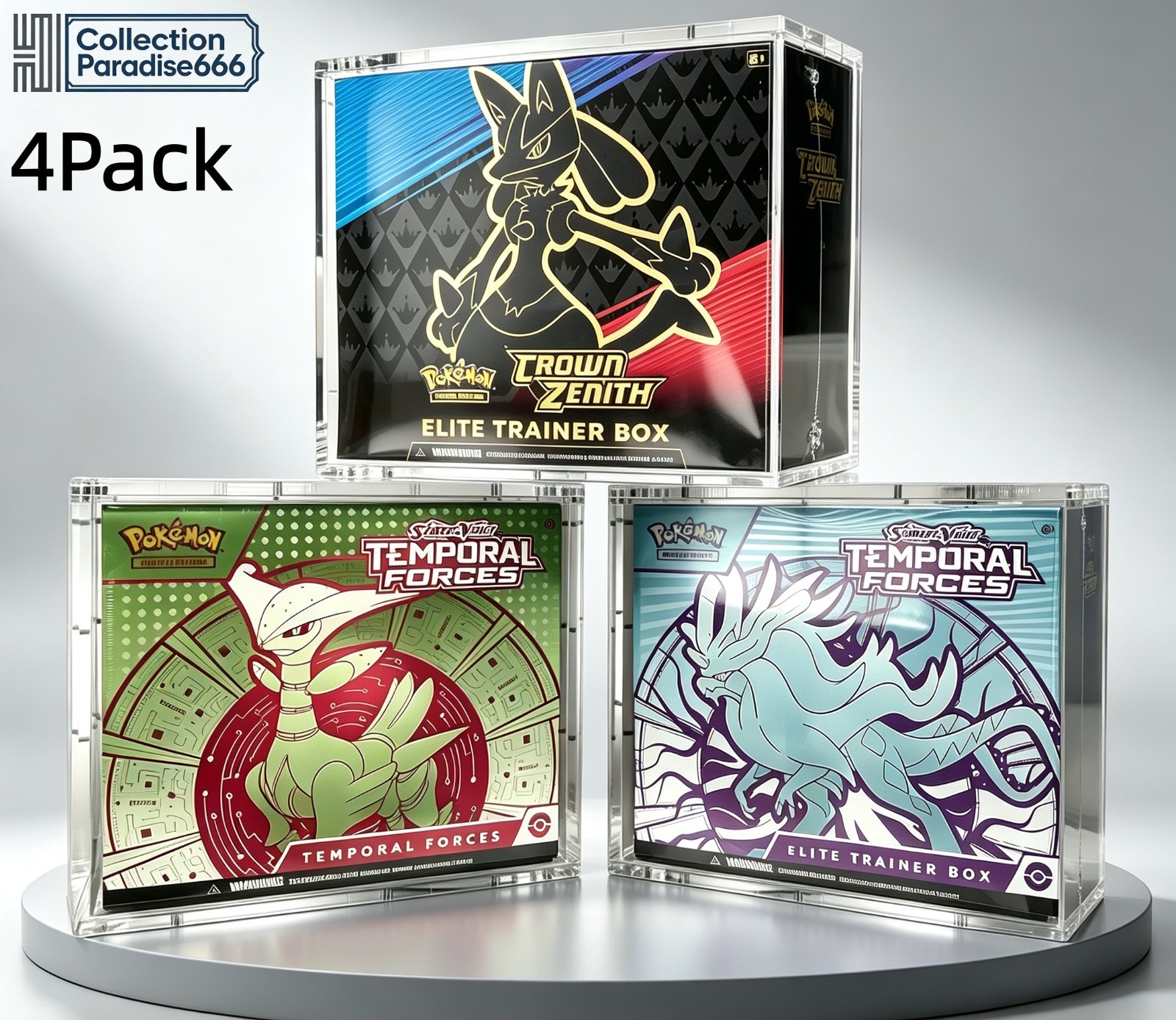 4x Pokemon ETB Acrylic Display Case Magnetic UV Protection - Elite Trainer Box