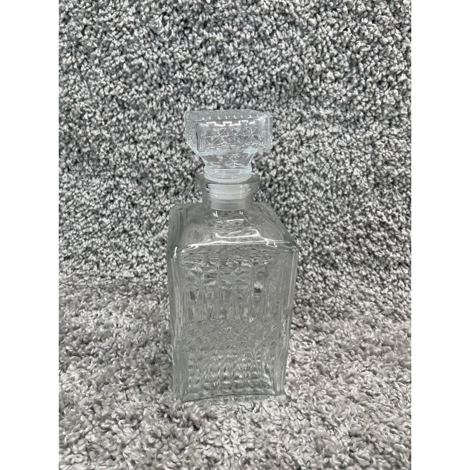 Vintage Fancy Glass Decanter 8.5 Inch Bourbon Whiskey Glass Bottle Home