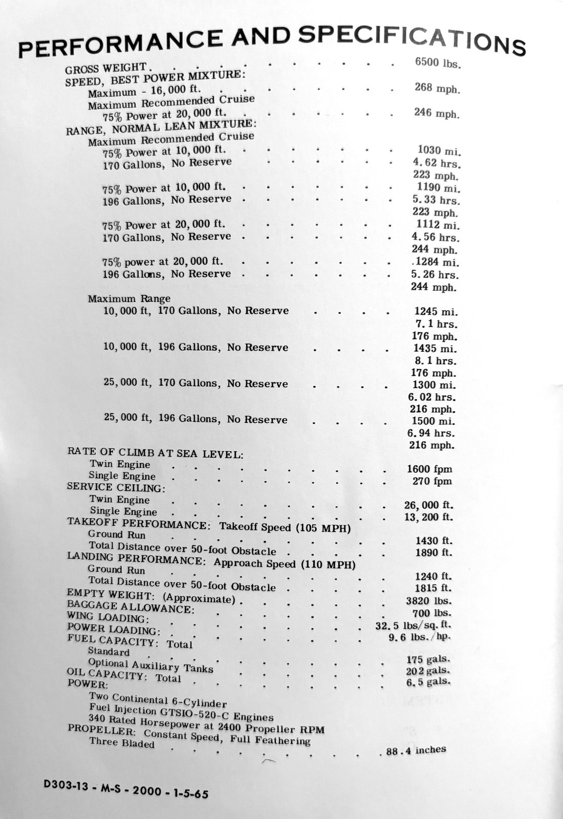 Cessna 1965 Model 411 Owner's Manual