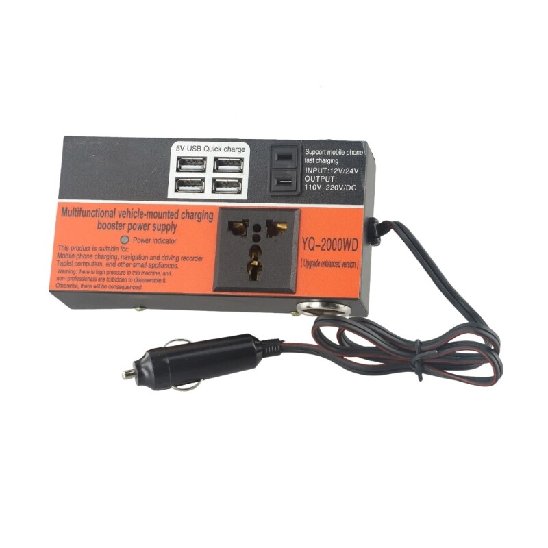 12V/24V To 110V/220V with 4 USB Outlets Car Inverter Power Converter For Travel