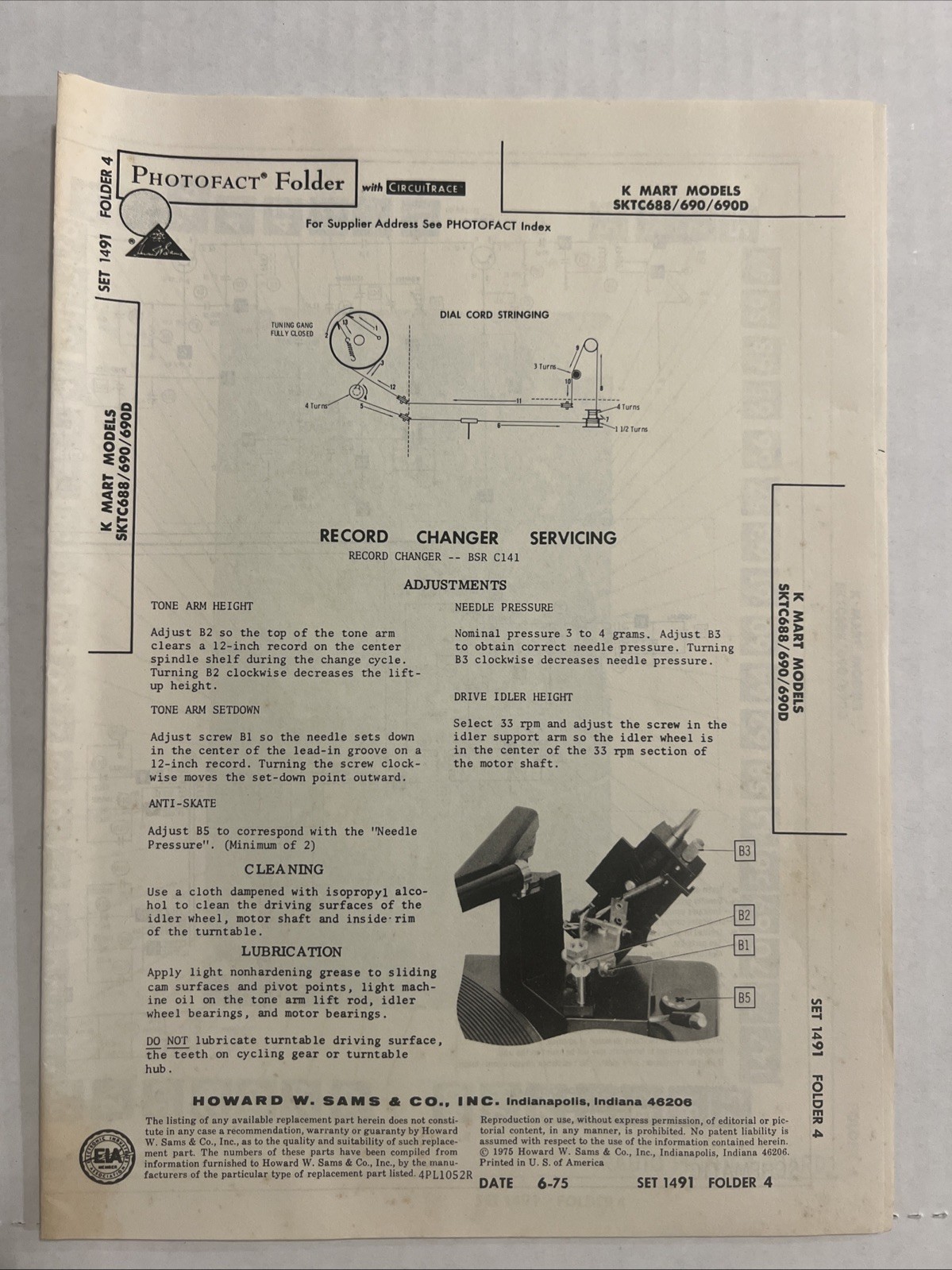 Vintage Sam’s Photofact Schematics 6-1975 K MART MODELS SKTC688/ 690/690D