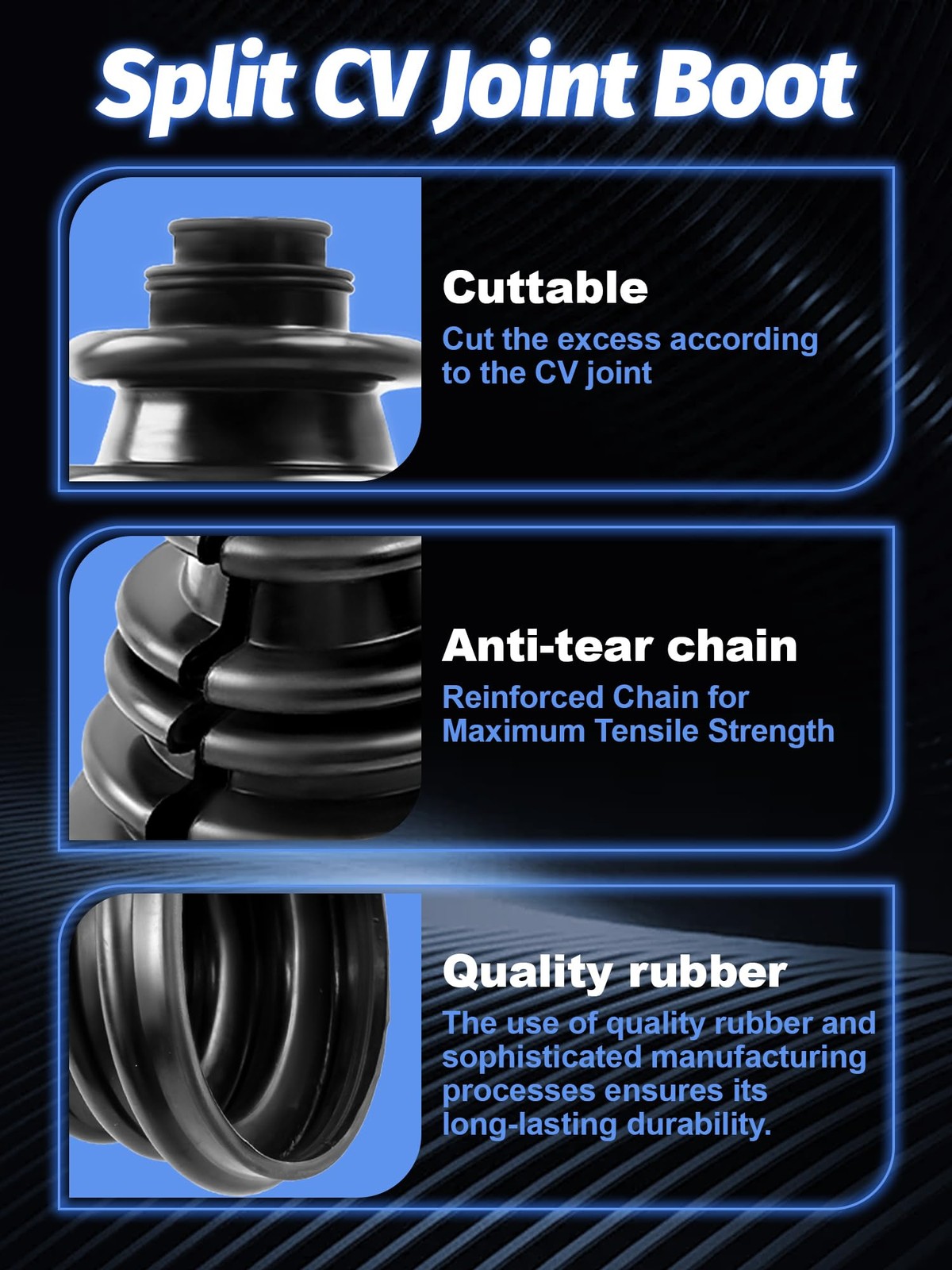 CVS18 CV Boot Split Constant Velocity Joint Gaiter Boot Replacement Kit, Incl...
