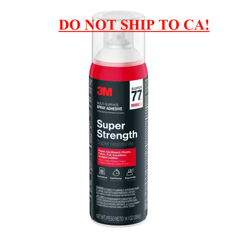 3M Super 77 Multi-Surface Spray Adhesive, 14.1 Oz., Low VOC, Quick Bond, Fast Dr