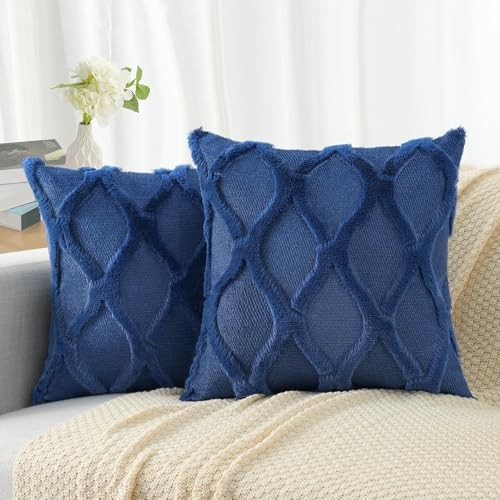 Summer Euro Sham Throw Pillow Covers 26x26 26" x 26" (Pack of 2) Dark Blue