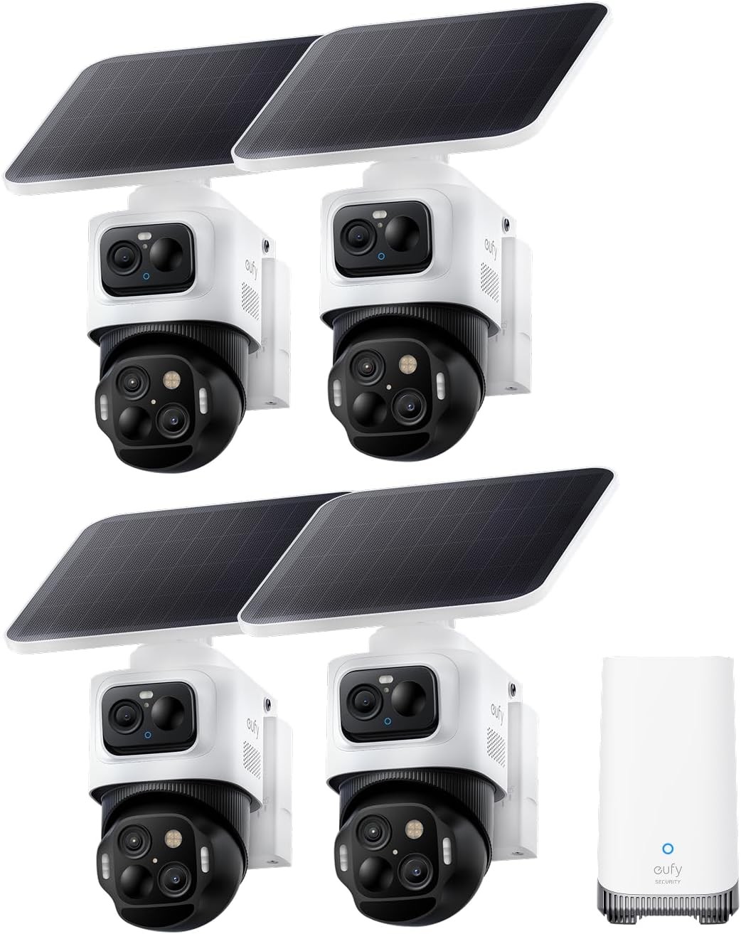 eufy eufyCam S4 4K Solar Camera Wireless Outdoor Triple Lens Bullet-PTZ 4-Cams