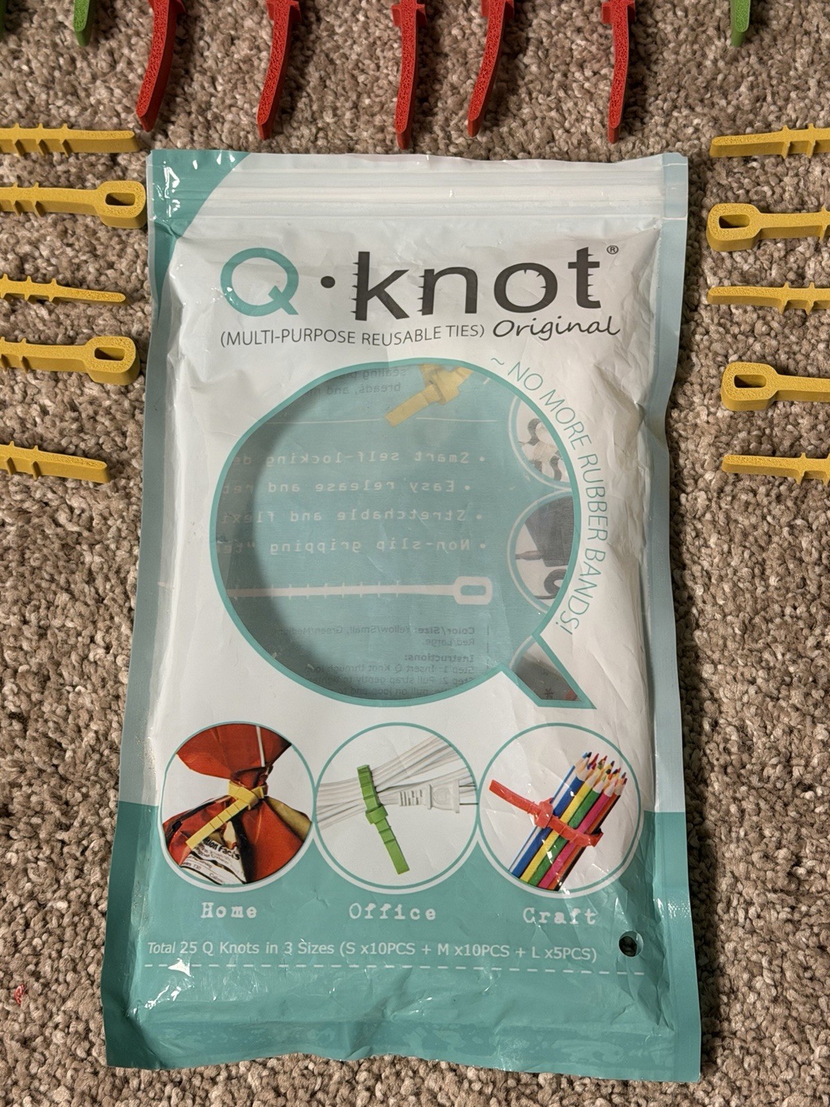 25 Pack UT Wire Q-Knot Multi-purpose Self-Locking Reusable Cables Ties Non Slip