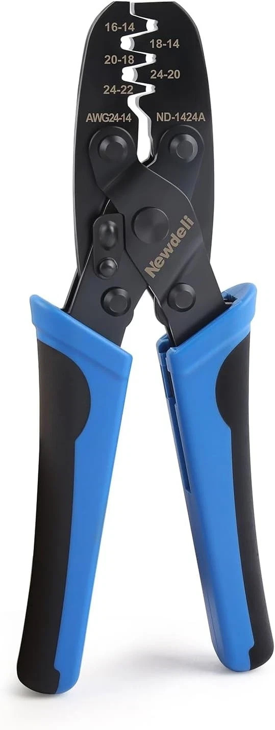 Newdeli Molex Crimper 24-14 AWG Non-Insulated Open Barrel Crimping Tool for J...