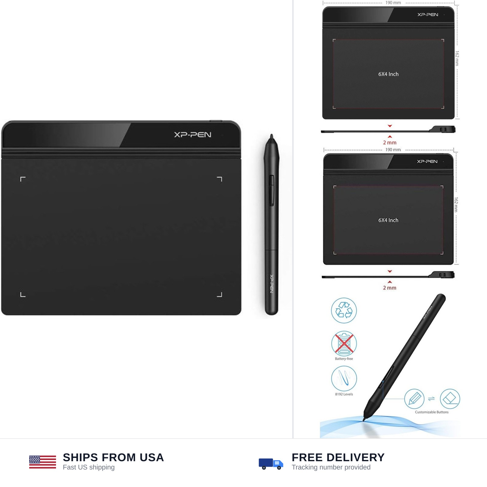 Drawing Tablet XPPen StarG640 Digital Graphic Tablet 6x4 Inch Art Tablet with...